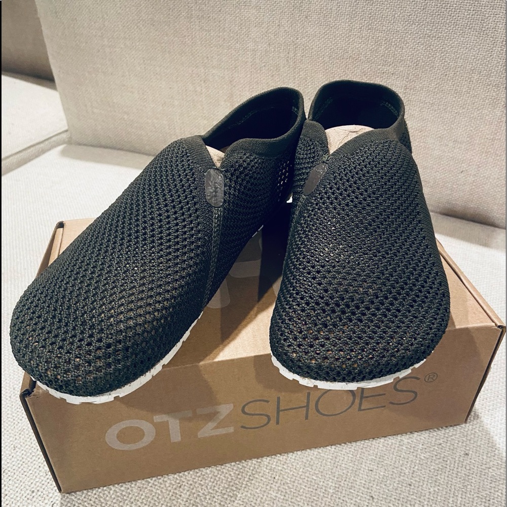 NEW! Otz Shoes Knit Espadrilles in Dark Olive - Cork Insoles